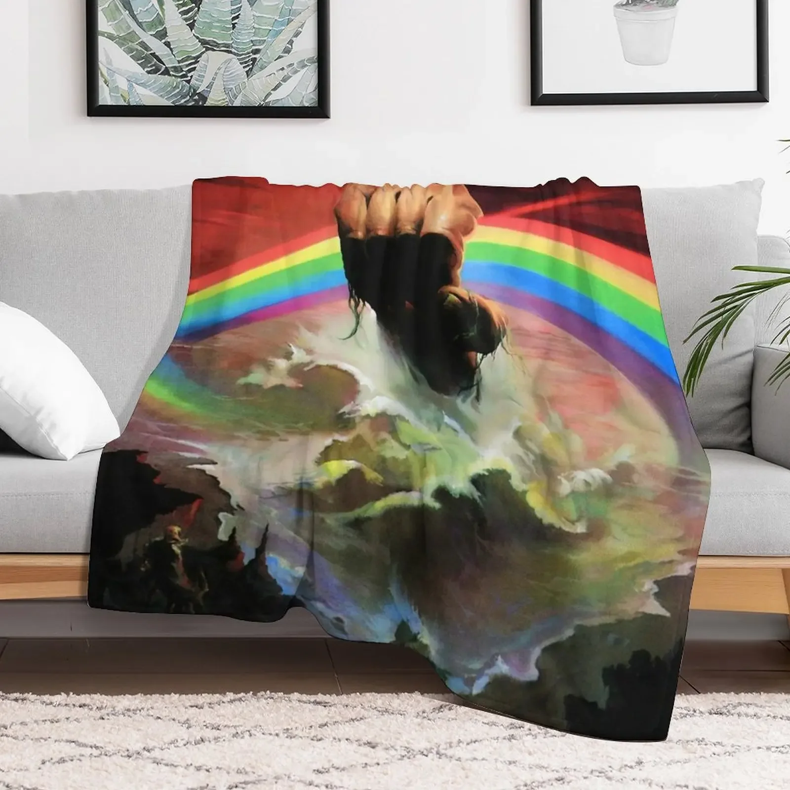 Rainbow Rising: Classic Perfection Throw Blanket Warm Plush Fuzzy Blanket for Living Room