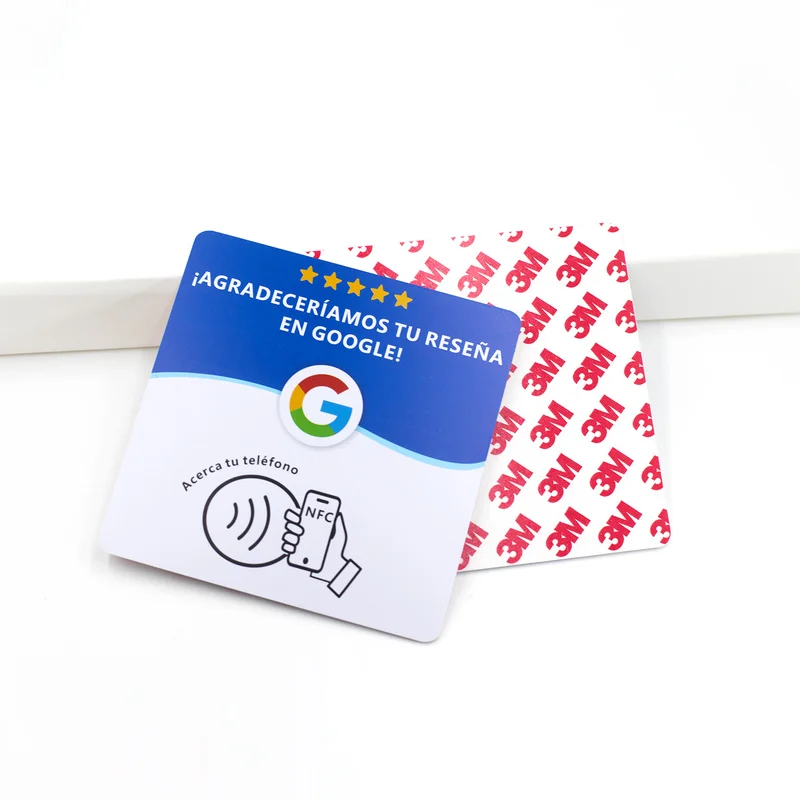 NTAG215 Square NFC Tap Sticker Google Review Adhesive Tag Social Media Link Reseñas Avaliações Avis Bewertungen For Business Cus
