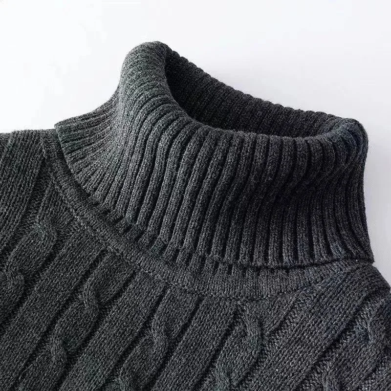 

Мужской вязаный свитер с длинным воротником на осень-зиму, приталенный, с отложным воротником, для старшеклассников и студентов