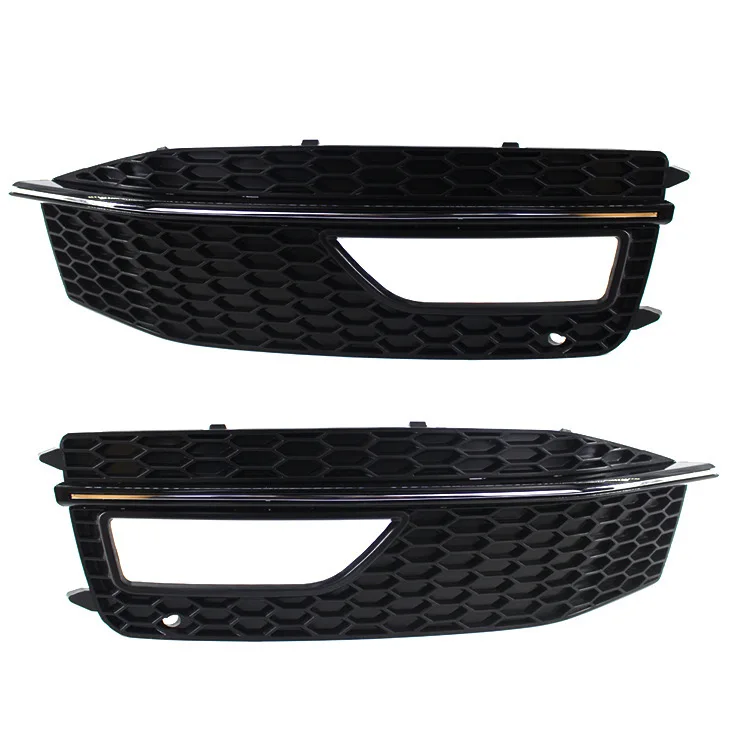 Pair Gloss Black Front Bumper Lower Fog Light Grill Grille For Audi A4 B8 S-Line S4 2012 2013 2014 2015 8K0807681P 8K0807682P