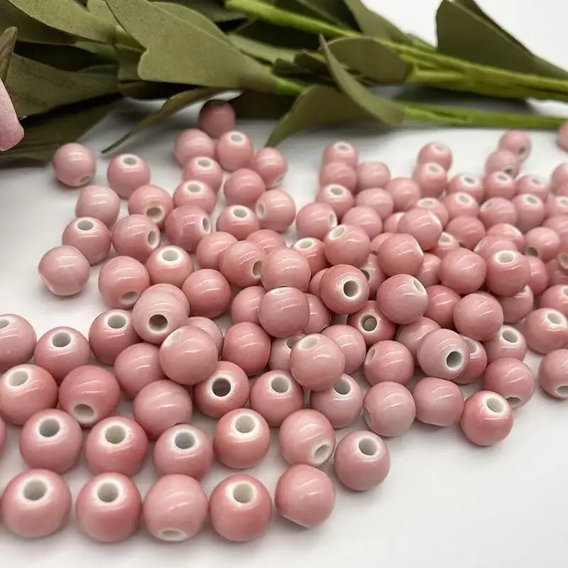 100PCS 8mm Random Mixed Pure Color Jingdezhen Ceramic Beads Yoga For Earrings Loose Spacer Procelain Bead For Jewelry Making
