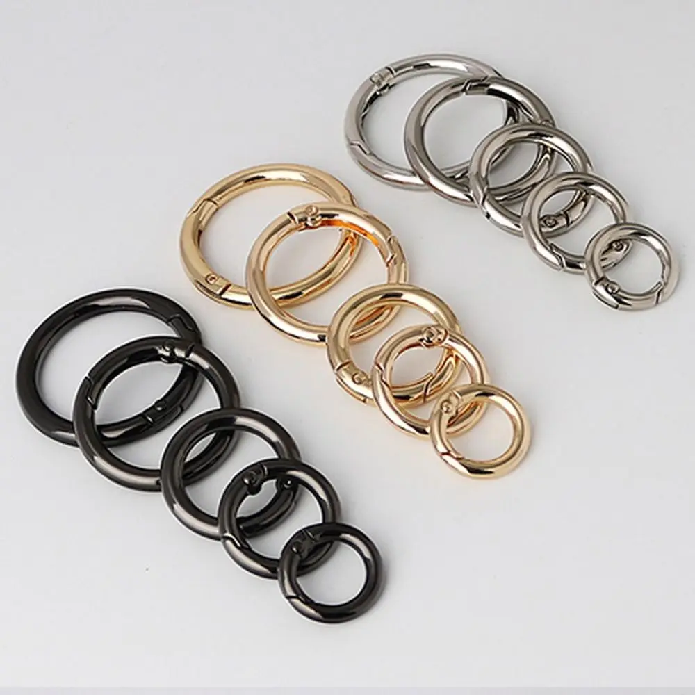 新しい亜鉛合金製スプリングリングクラスプ、丸型軽量トリガースナップバックルクリップ、メッキゲートバックル、バッグアクセサリー