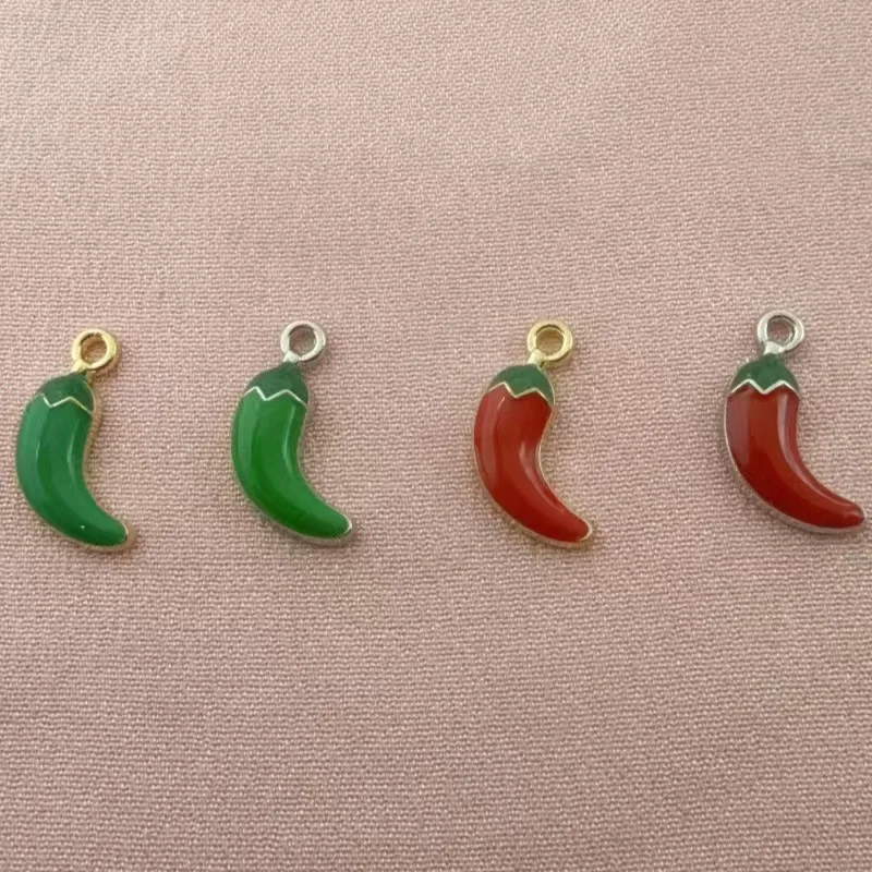 10 Stück Cartoon Chili Legierung Tropföl-Anhänger DIY Armband Damen-Accessoires Halbfertige Zubehörteile