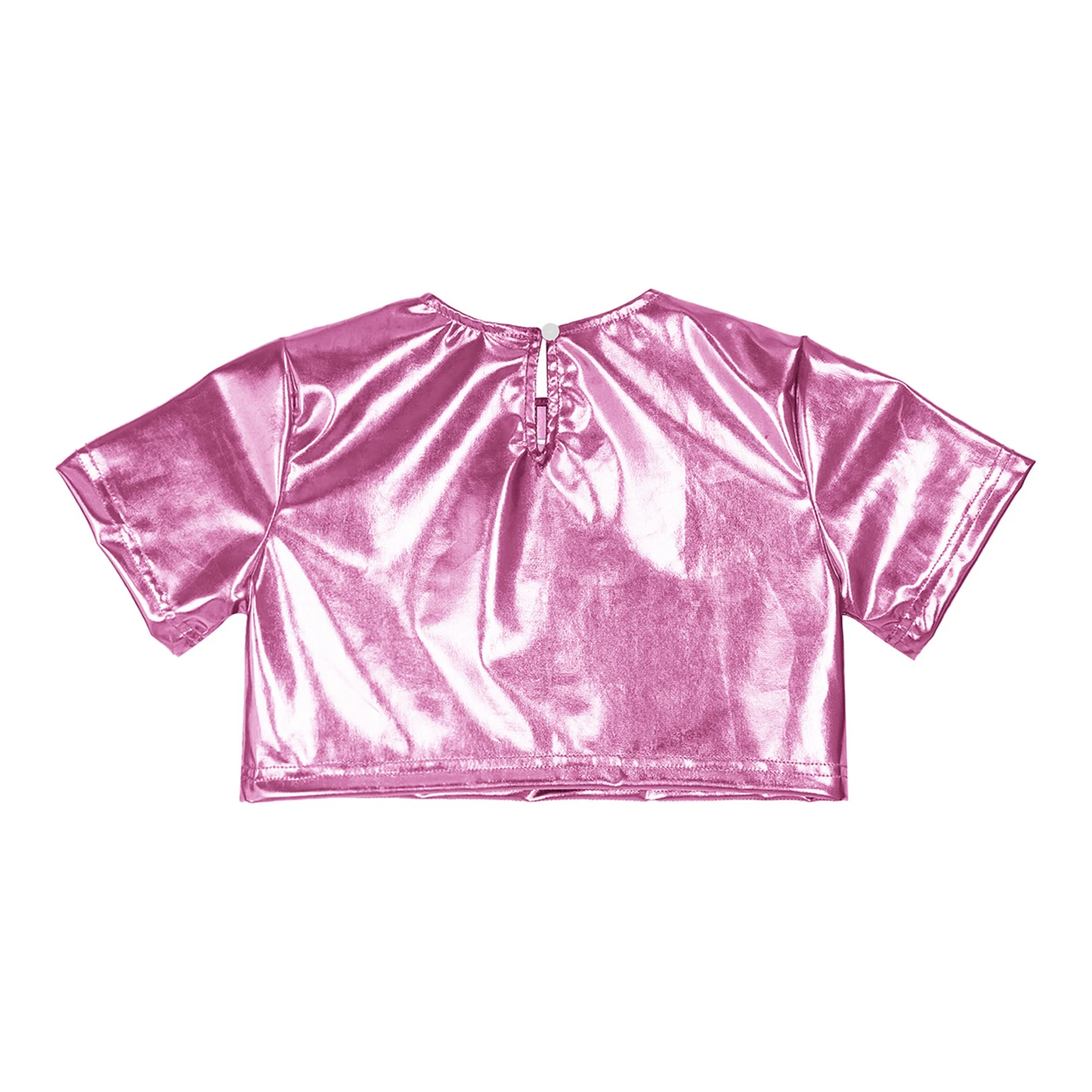 Kids Girls T-shirts Hip Hop Clothes Fashion Metallic Crop Top Children Short Sleeve T-shirt for Hip Hop Jazzz Dance Costume
