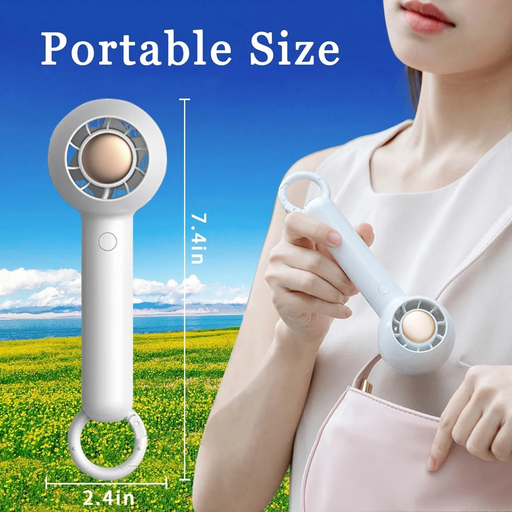 مروحة صغيرة محمولة باليد مع بطارية USB قابلة لإعادة الشحن ، مروحة يدوية شخصية صغيرة للداخل والخارج ، بيضاء