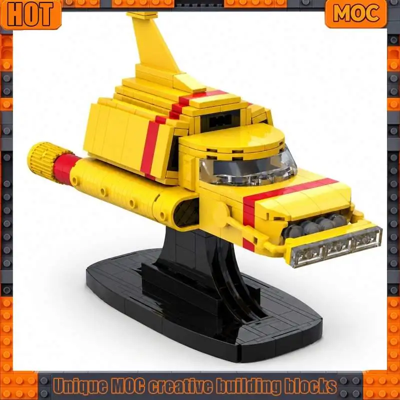 459PCS Futuristic Yellow Vehicle Model Custom Building Blocks Ocean Rescue Submarine Display Stand DIY Assembly Toy Gifts