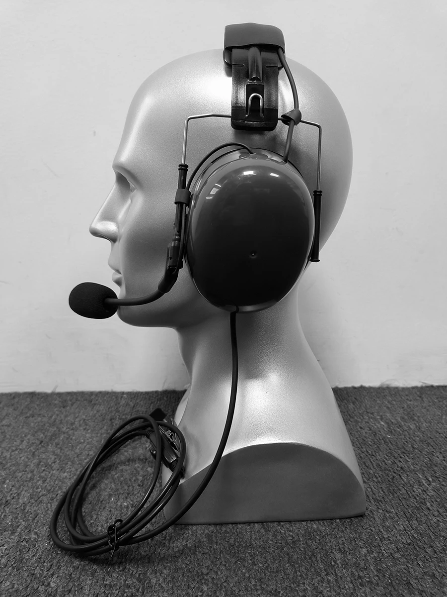2026new 2 Pin Overhead Earpiece Headset Boom Mic Noise Cancelling for Kenwood Baofeng Puxing HYT Quansheng Puxing Two Way Radio