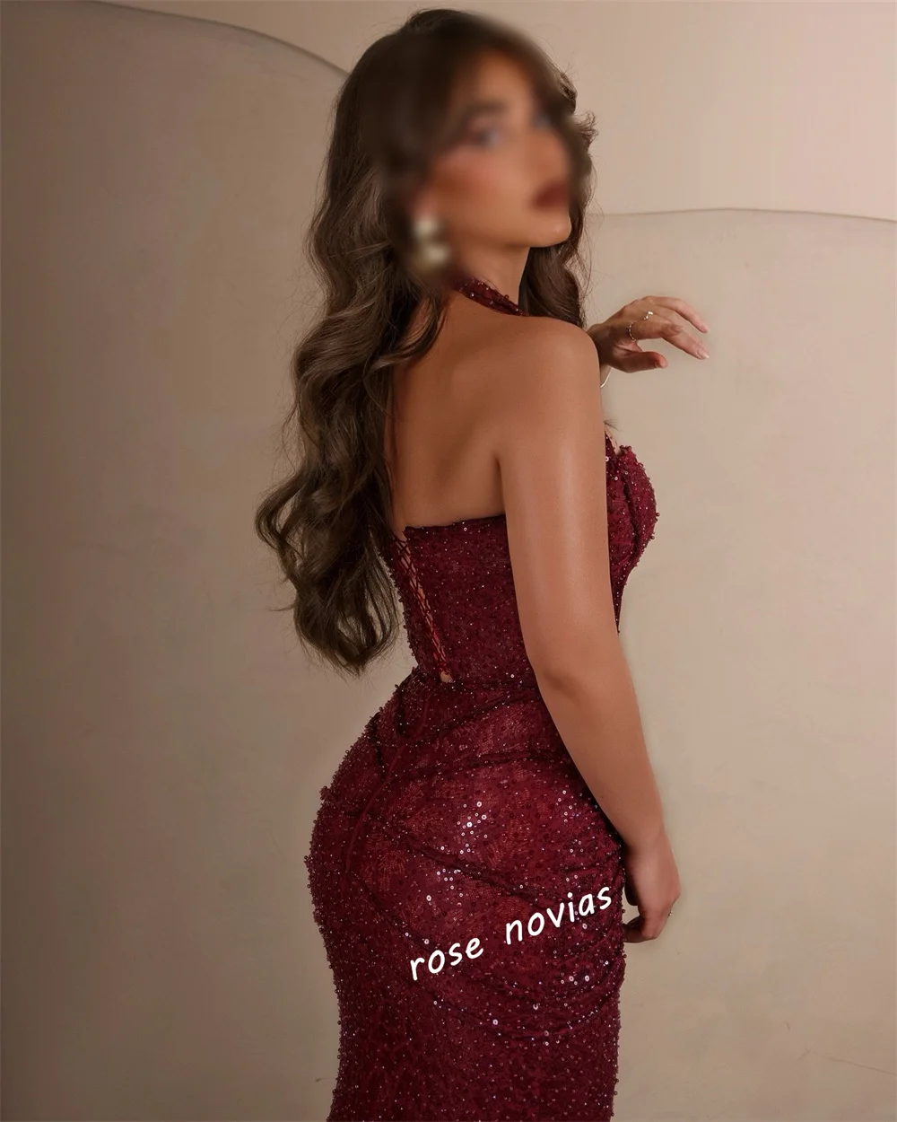 Customized Glitter Pleat Sequined Luxury Evening Dress Collection Halter Mermaid Long Dresses Bespoke Occasion Wedding Party