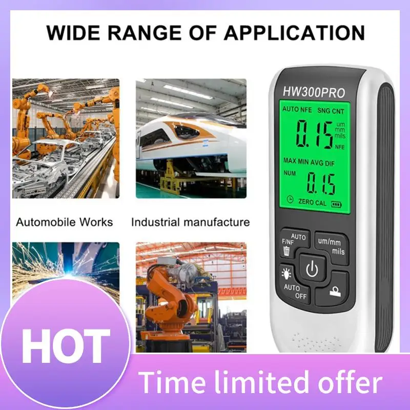 

B69C HW-300PRO Coation Thickness Gauge 0-2000UM Car Paint Film Thickness Tester Car Automotive Paint Meter Durable White