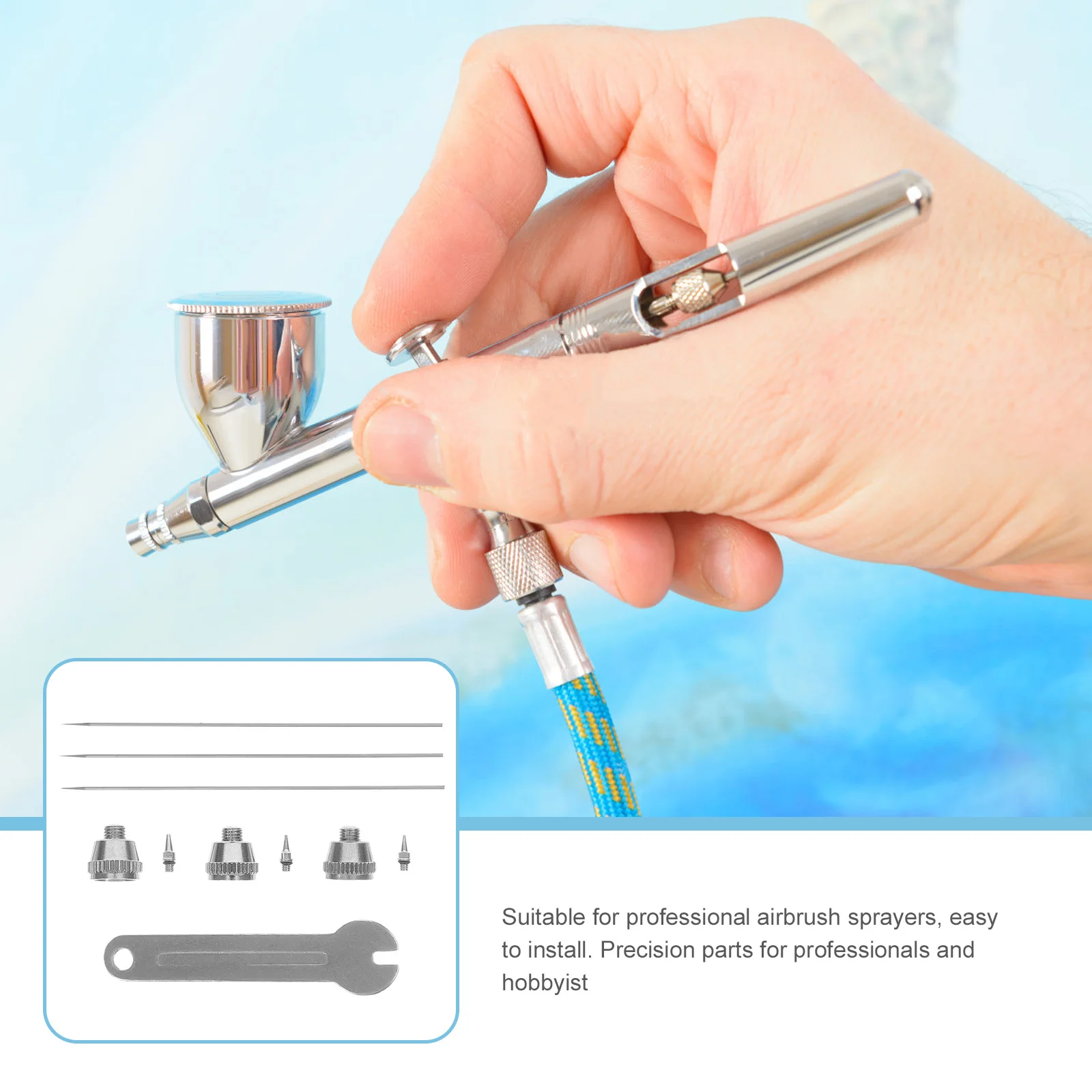 1 Set Suku Cadang Pengganti Jarum Nosel Airbrush Ujung Tembaga Murni Baja Tahan Karat Kelas Tinggi untuk Alat Perbaikan Penyemprot Profesional