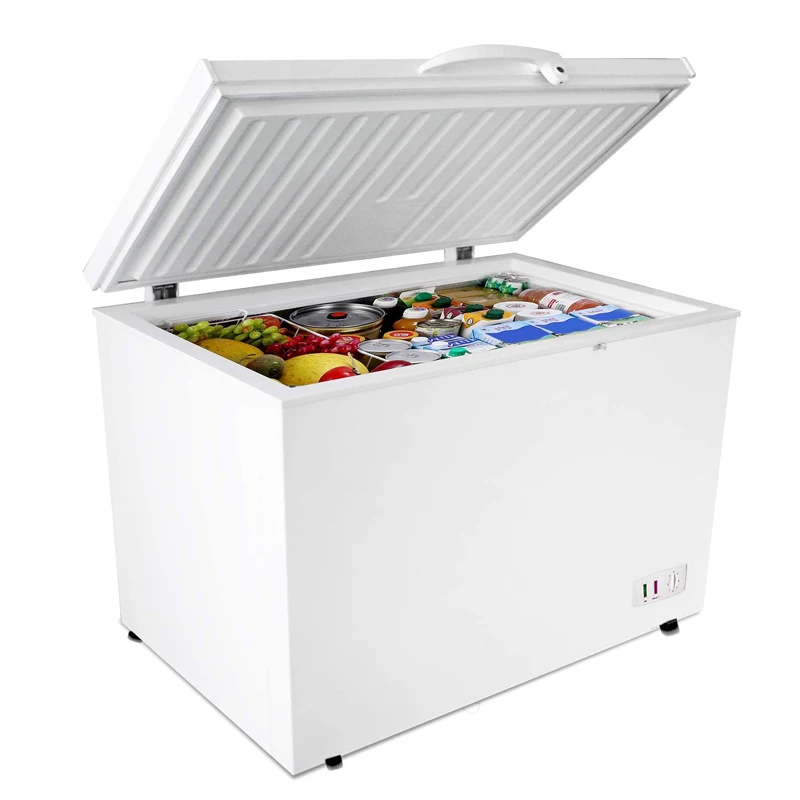 

Deep Chest Freezer White Color 320L Iraq Brand Hero Turbo Fast Outside Condenser With Glass Sliding Door/Light/