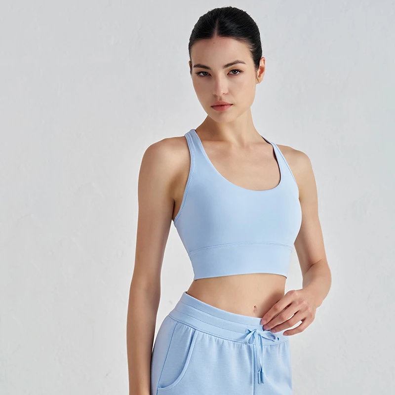 SOISOU Nylon Yoga Backless Crop Top Bra For Women Gym Sport U Neck Bra Chest Pad Removable Elastic Tight Breathable Top Women image 3