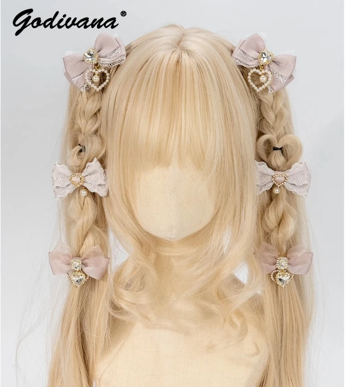 

Japanese Mine Mass-Produced Bow Cross Barrettes Student Girls A Pair of Hairclips Sweet Female Bow Headdress Mini Clips