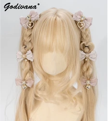 Japanese Mine Mass-Produced Bow Cross Barrettes Student Girls A Pair of Hairclips Sweet Female Bow Headdress Mini Clips