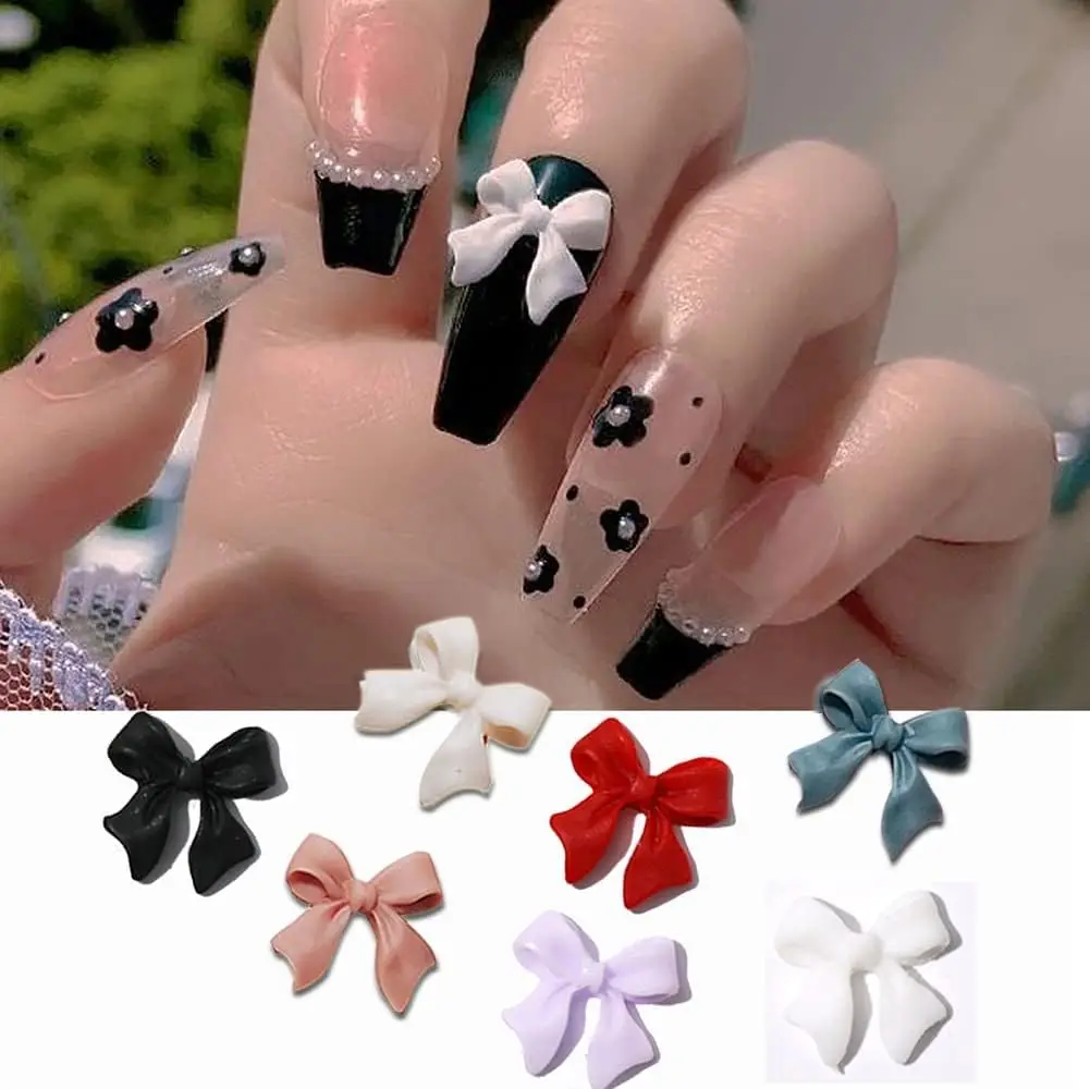 Breloques Nail Art Kawaii, Nail Art, Nail Art, Gemmes Strass Bowvétérans t, Ruban 3D Résine, Rose et Blanc, Noir et Rouge, Décorations % $, 8x100 cm, 10.5 Pcs