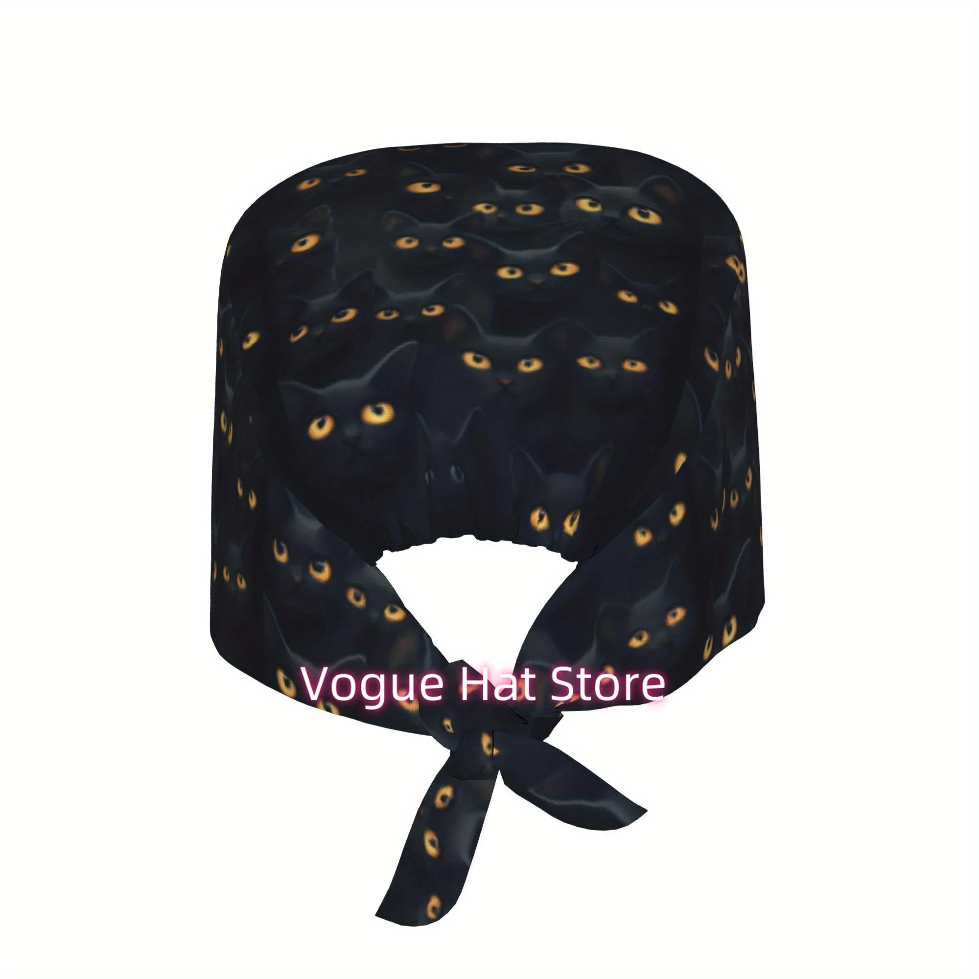1pc of Unisex Fashionable Printed Work Cap - Lightweight Adjustable Skull Cap with Tie-Back, Suitable for Nurses, Dustproof Chef