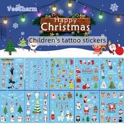 VeeCharm - Christmas Temporary Tattoos for Kids,Holiday Themed with Santa/Reindeer/Snowman/Penguin,tocking Stuffers,1/15 Sheet