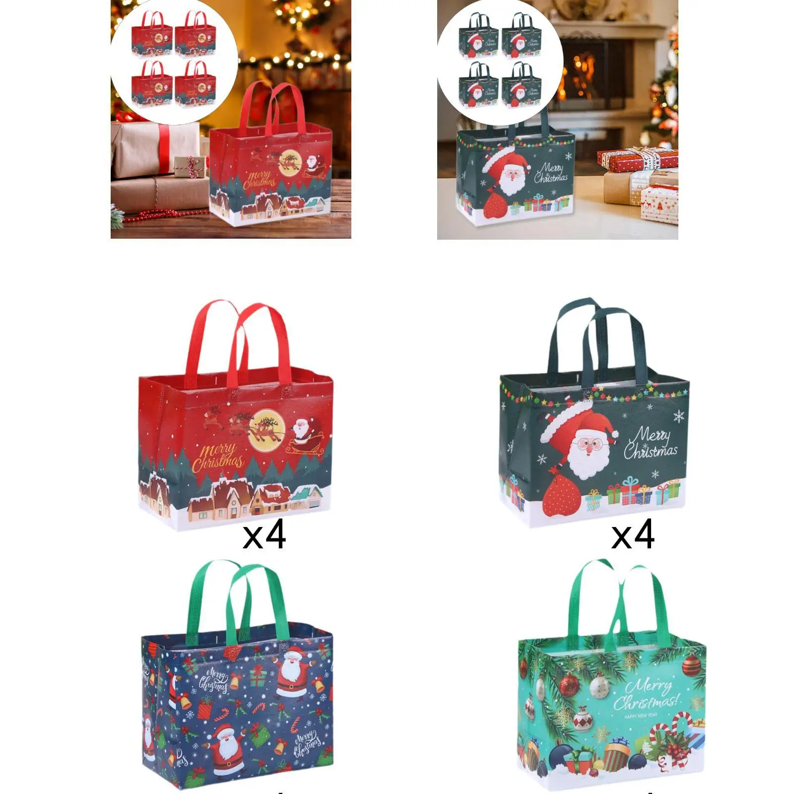 4 Pack Christmas Gift Bags Large Capacity Multifunctional Bags