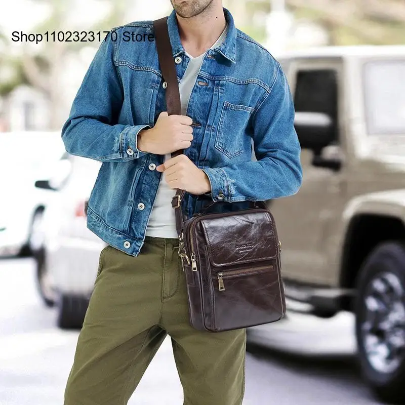 Male Crossbody Bags Ipad Small Men Messenger Briefcase Bag Genuine Leather for Men Shoulder Bags