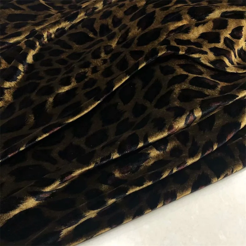 Fashion Classic Leopard Print Silk Velvet Fabric Gold Velvet Light Luxury Sexy Clothing Hot Dance Trend Sewing Fabric Dresses