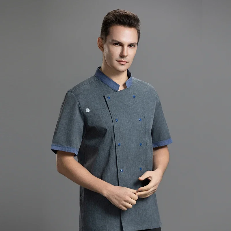 Ropa de trabajo para comedor de verano, chaqueta de cocinero de cocina, camisa de camarero de panadería, abrigo de restaurante, uniforme de Chef de Catering, ropa de Hotel