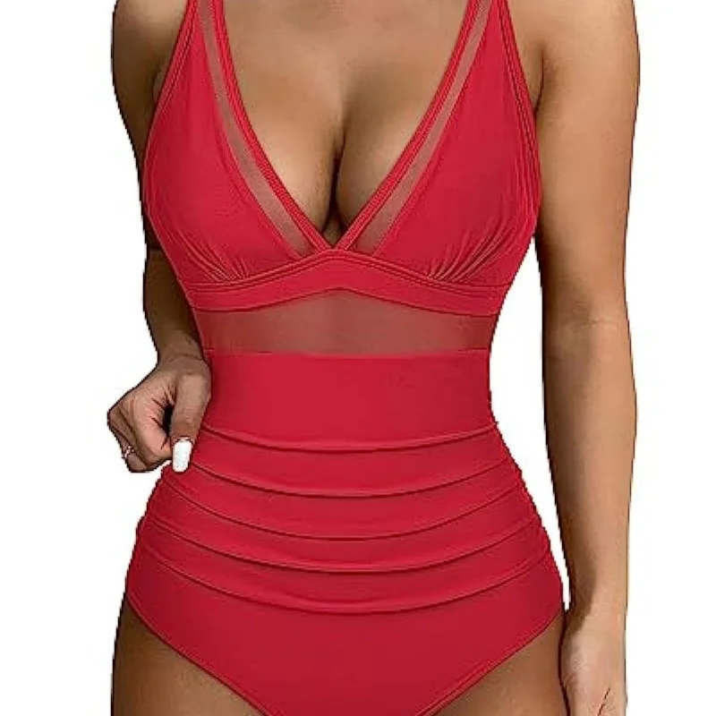 2024New Bikini One-Piece Swimsuit Lady Sexy Solid Color Multicolor Swimwear
