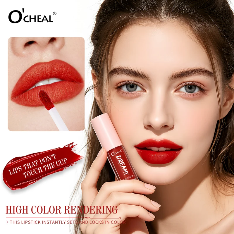 OCHEAL 10 Colors/Set Dreamy Matte Lip Gloss Velvet Liquid Lipstick Non-stick Cup Long Lasting Lip Tint Women Lip Makeup Gift Set