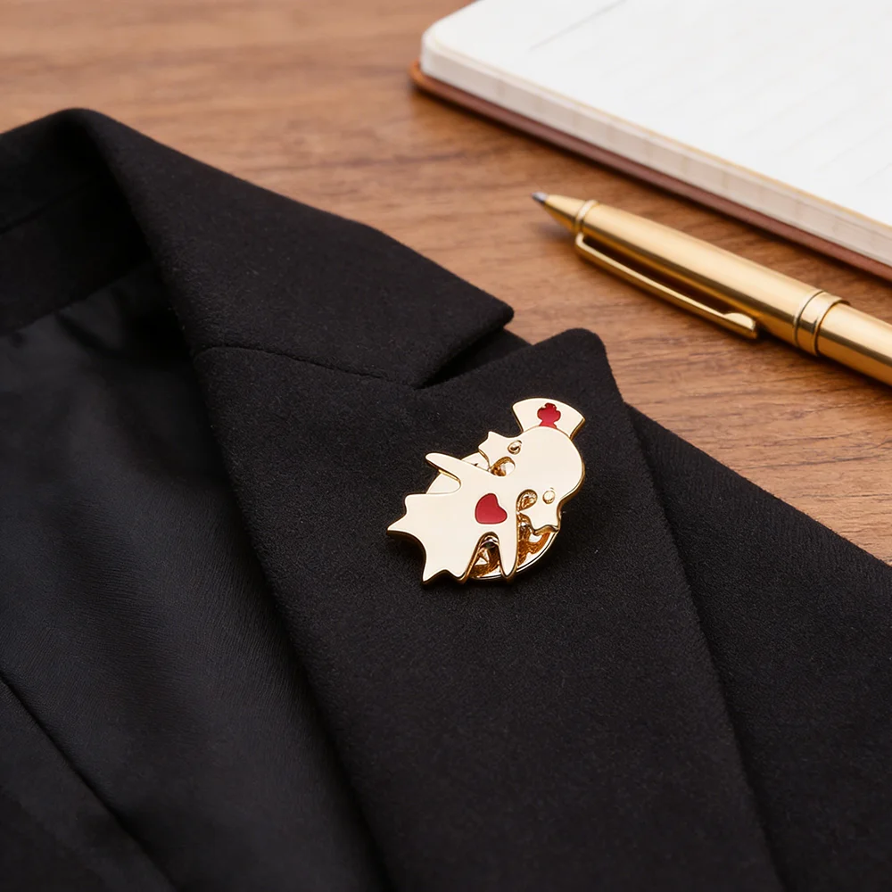 Minimalist 3D Doctor Badge Lapel Pin Gift for Women Nurse  Bag Clothes Decoration Daily Wear Jewelry Medical Worker Brooch