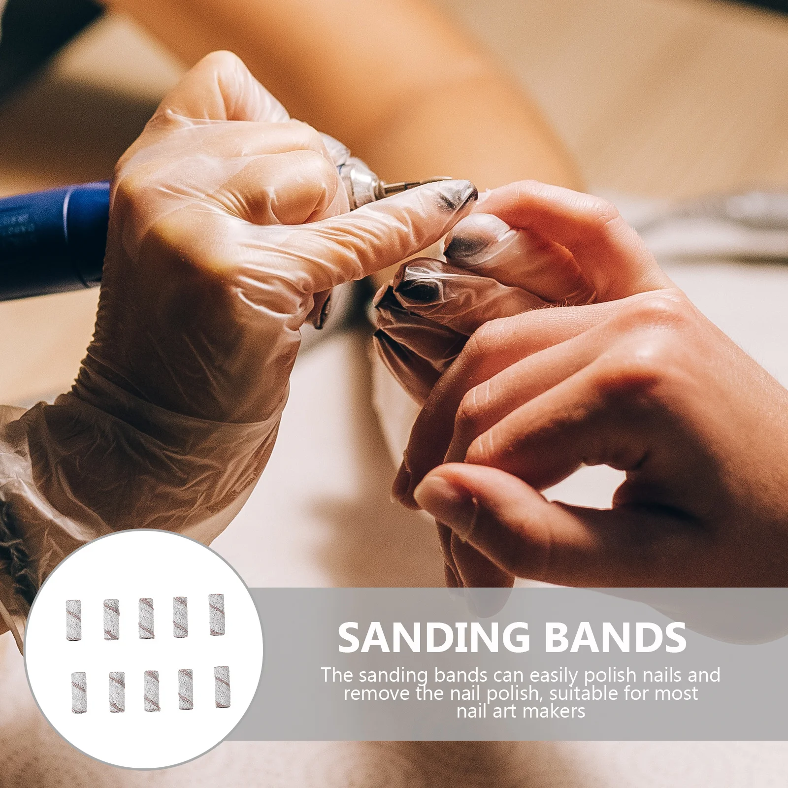 50Pcs Nail Sanding Bands Sturdy Grinding Rings for Acrylic Nails Smooth Surface Manicure Art Drill Accessories Kit