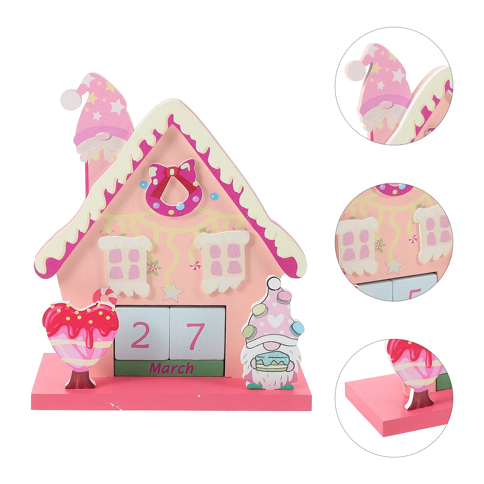 

1Set Wooden Perpetual Calendar Cute Desk Calendar Blocks Rotate to Change Date Desktop Decorative Office Table Date Display