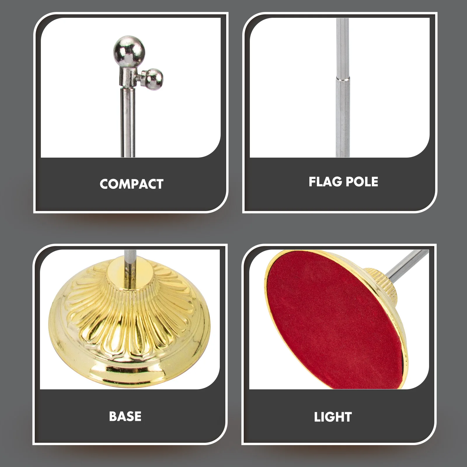 

10.8 inch Stainless Steel Flag Stand Household Flag Holder Wear-resistant Base Telescopic Pole Office Decor Accessory