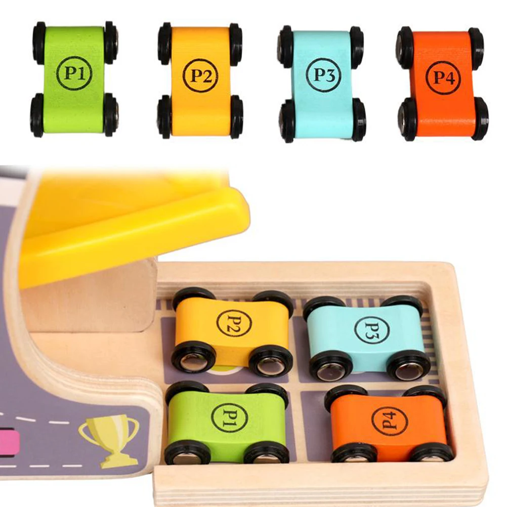 Wooden Track Car Gliding Toy Kids Puzzle Plaything Early Education Interactive Birthday Gift Building Blocks Domino