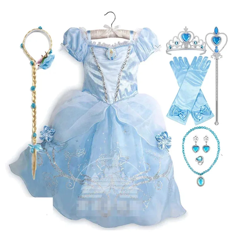 La Bella Durmiente Aurora princesa vestido de fiesta para niñas disfraz de Cenicienta de Halloween niños ropa de Rapunzel regalo de cumpleaños