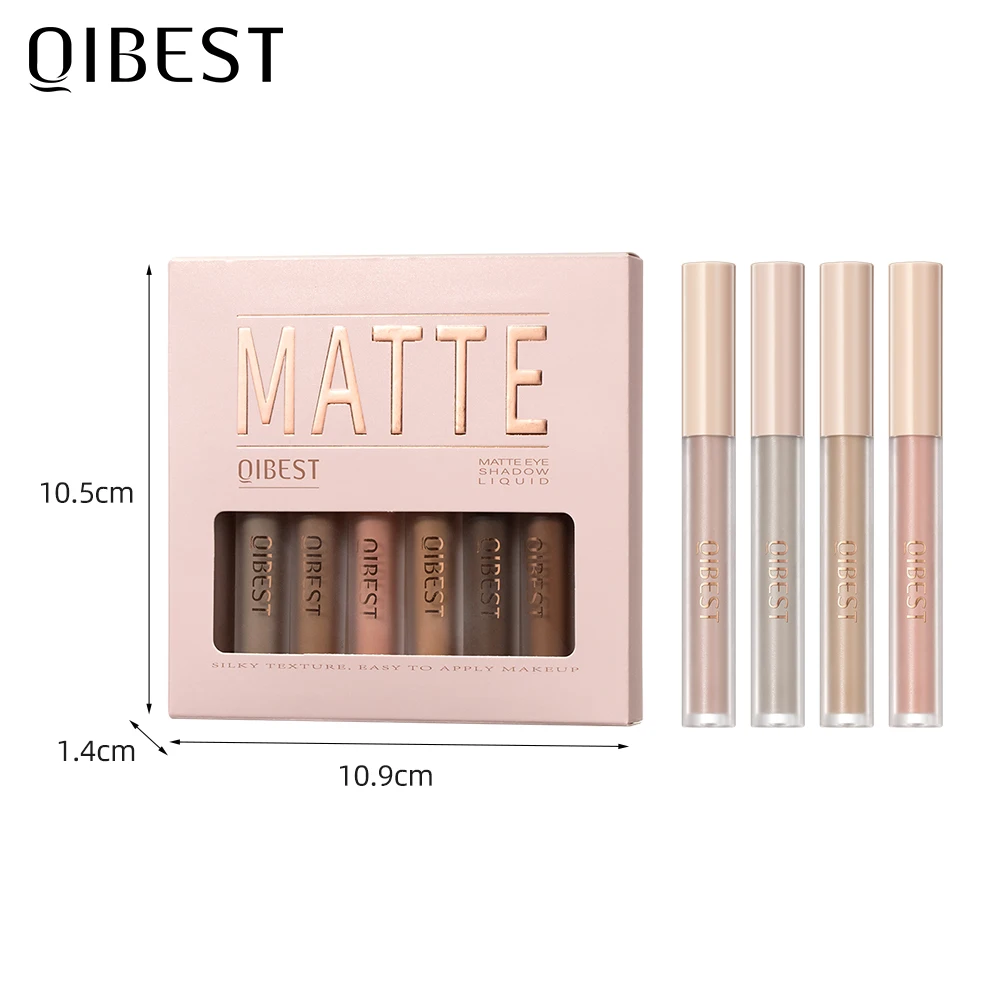 QIBEST 8 pcs Eyeshadow Set Waterproof Matte Liquid Eye Shadows Quick-drying Long Lasting Nude White Eyeshadow Makeup Cosmetics