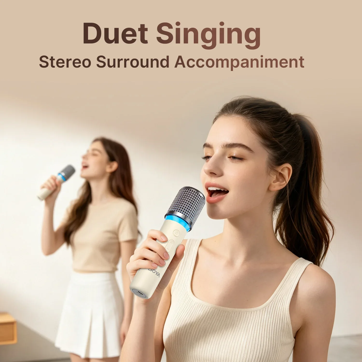 Bezprzewodowa maszyna do karaoke BOYA KM6 z 2 mikrofonami, przenośny głośnik Bluetooth, oświetlenie RGB, mikrofon do śpiewania na imprezy domowe dla dzieci i dorosłych. — zdjęcie produktu 2