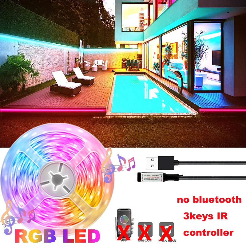 1M~5M LED Strip Light RGB Neon Lights Color Change USB Room Decor DC5V TV Background SMD5050 Infrared remote Bedroom Decoration