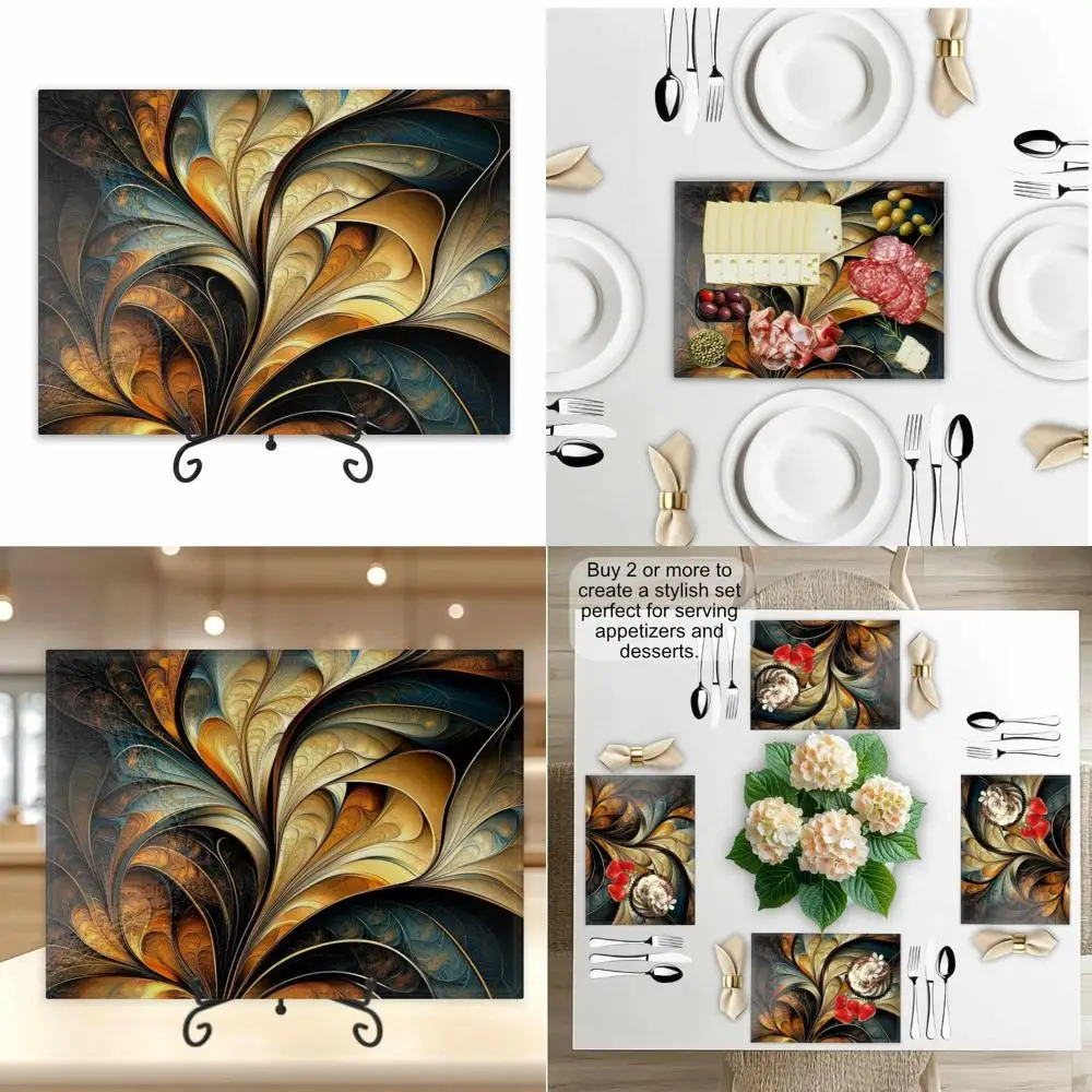 

15x11 inch tempered glass charcuterie board: elegant cheese serving tray for home decor and gifts
