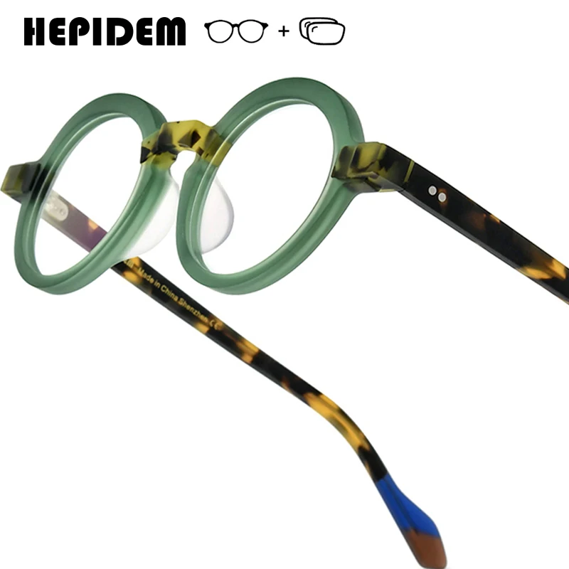 

HEPIDEM Progressive Prescription Glasses Custom Photochromic Myopia Optical Lenses Eyewear Women Men Acetate Round Eyeglasses