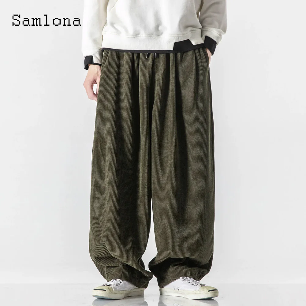 2026 حجم كبير رجل أنيق موضة الكاحل طول السراويل الكاكي رمادي فضفاض البنطلونات الرجال الوقوف جيب عادية واسعة الساق بنطلون جديد