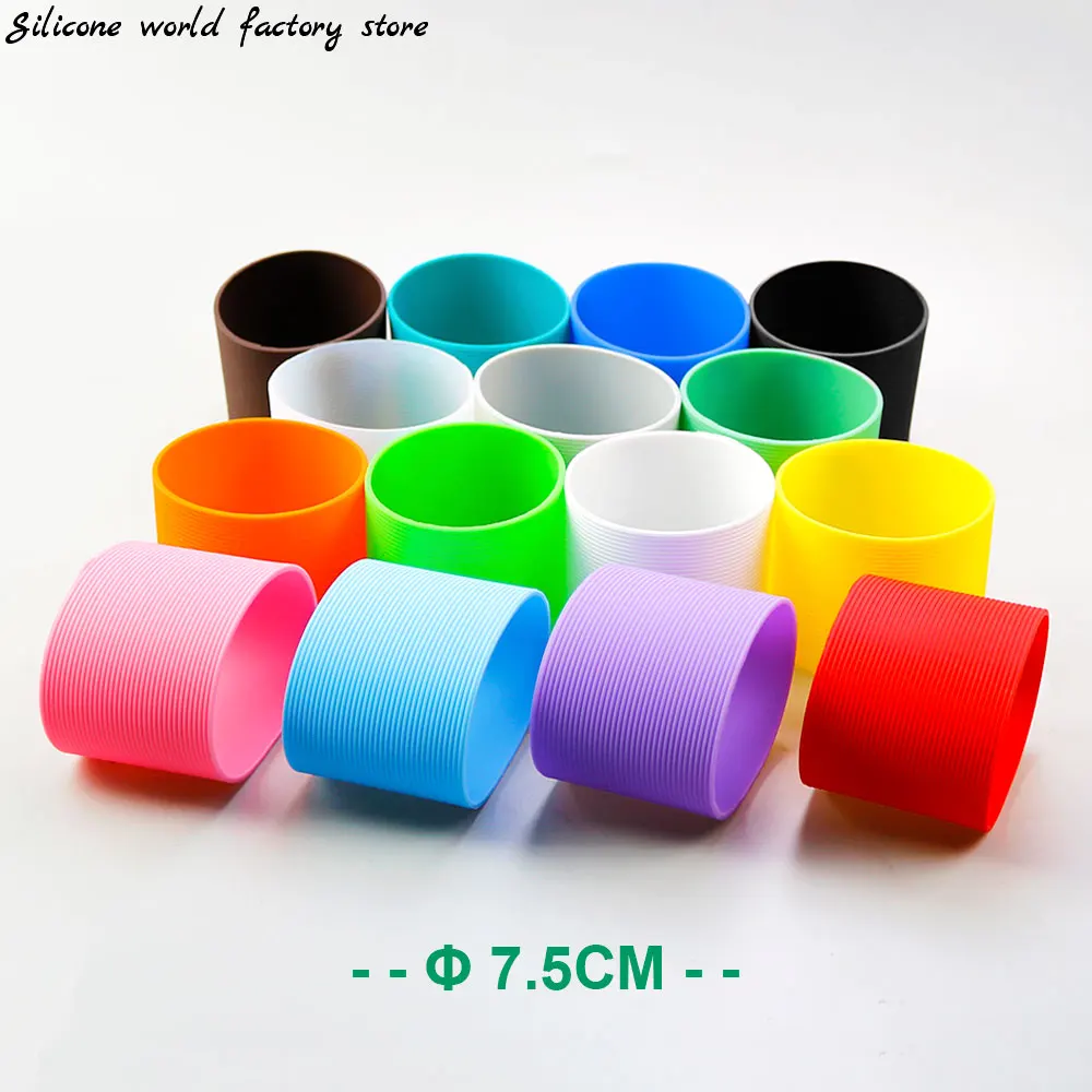 16 Colors 7.5CM Silicone Glass Cup Slip Cup Sleeve Non-slip Insulation Protective Cover 75MM Horizontal Strip Cup Cover