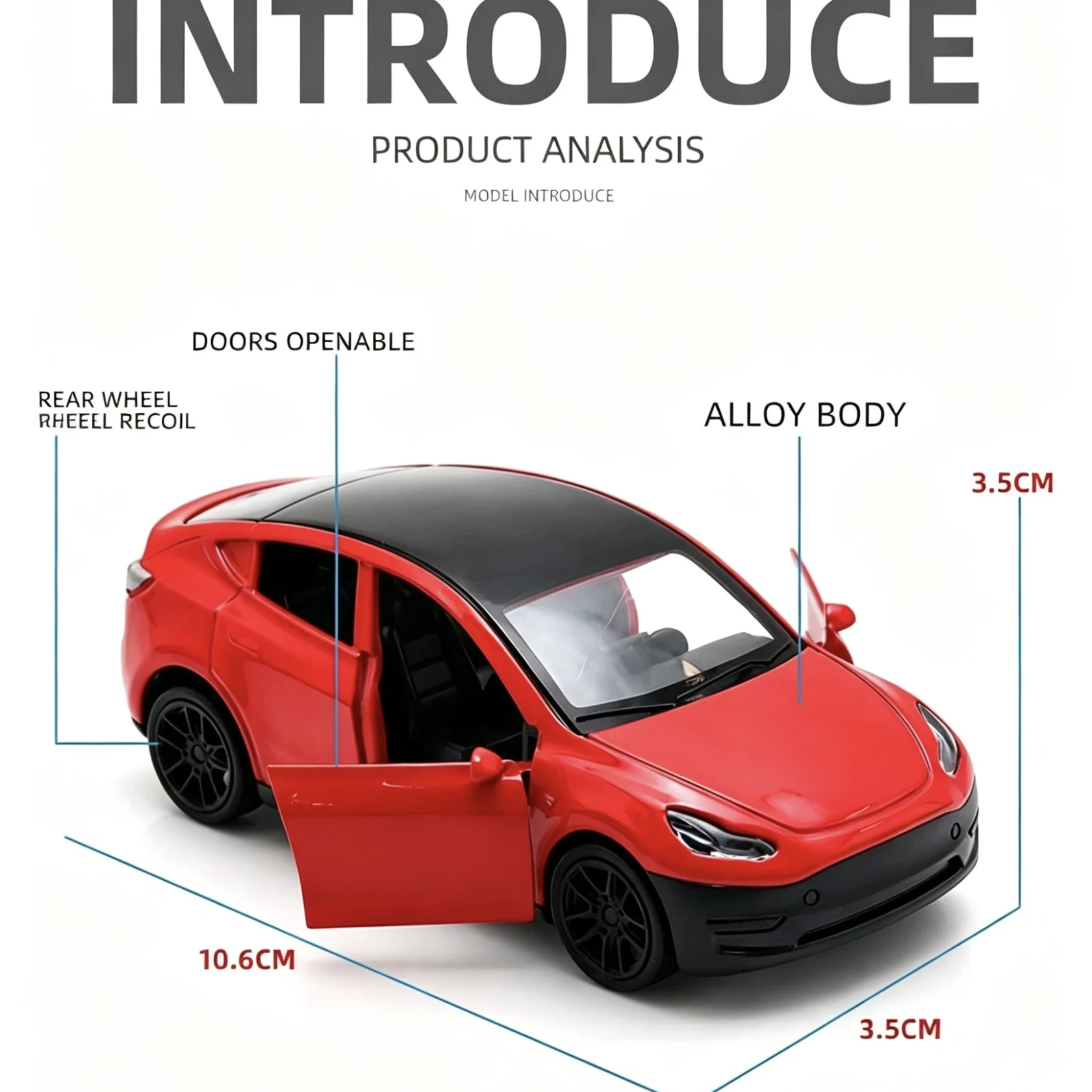 1pcs YZ 1:43 Alloy Model Toy Car with Openable Doors, Inertia Off-Road Display Figure for Boys' Collection, OPP Bag Packaging