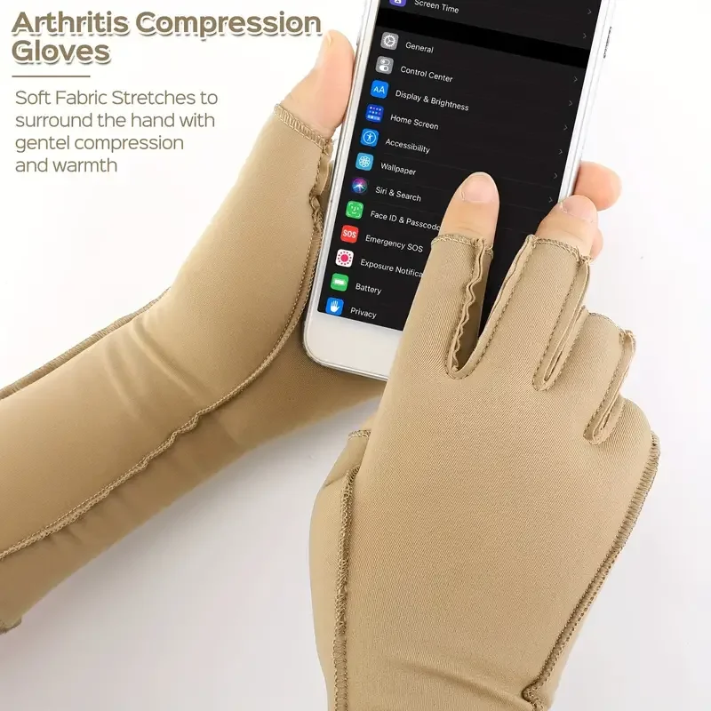 1 Pair Arthritis Compression Gloves, Fingerless Compression Glove For Arthritis For Men & Women, Open Finger Compression Glove