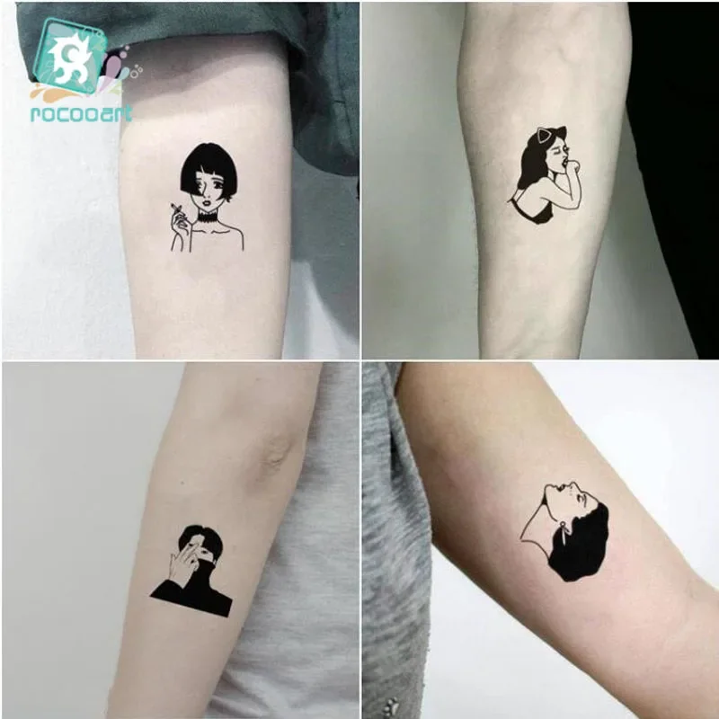 Vintage Tattoo Sexy Lady  Design Black Old School Style Women Temporary Tattoo Sticker Body Art Fake Hands Small Tatoo