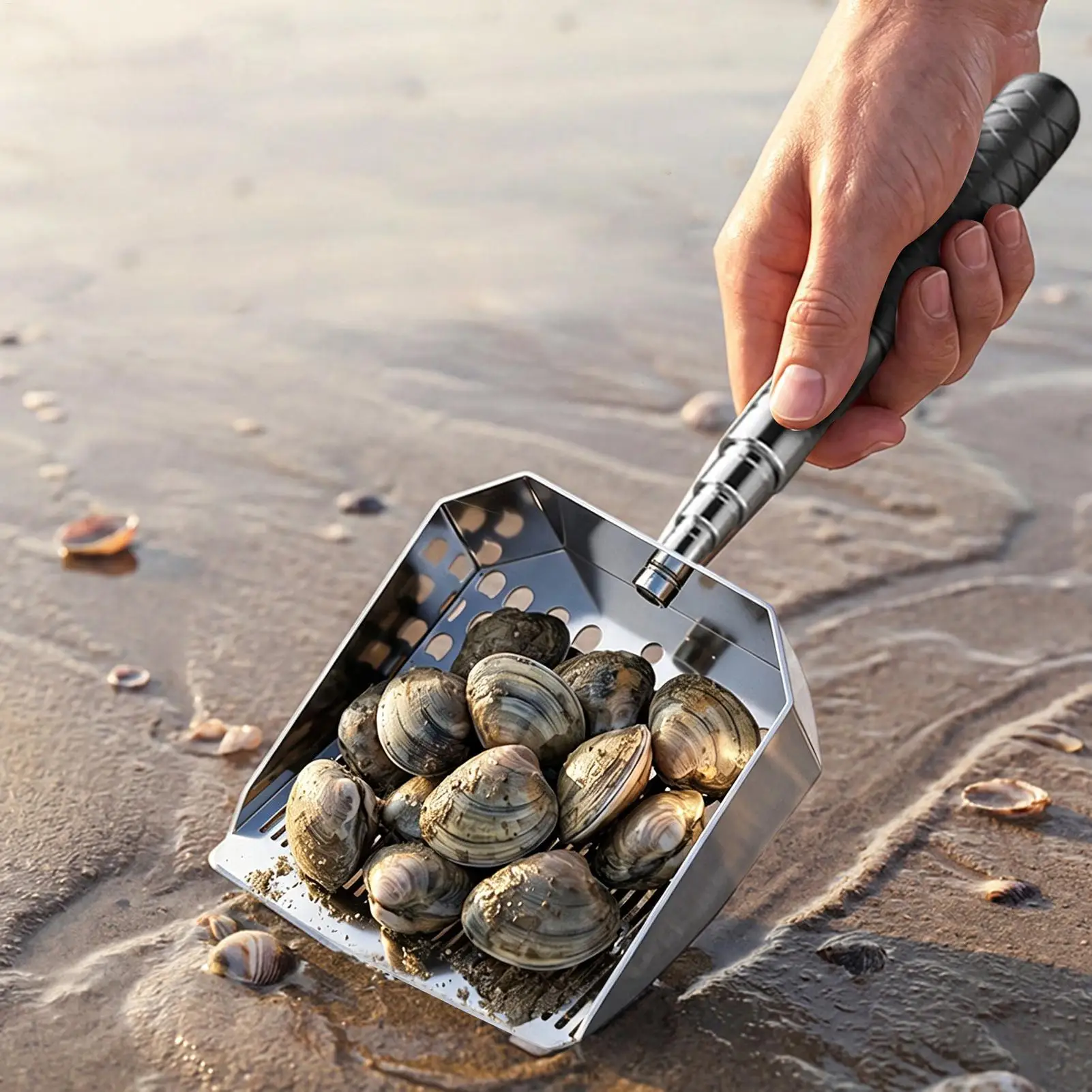 Sand Scoop Stainless Steel Sand Sifter Shovel Digging Shovel Beach Shelling Tools For Beach Boys Girls Kids Adults beachcombing