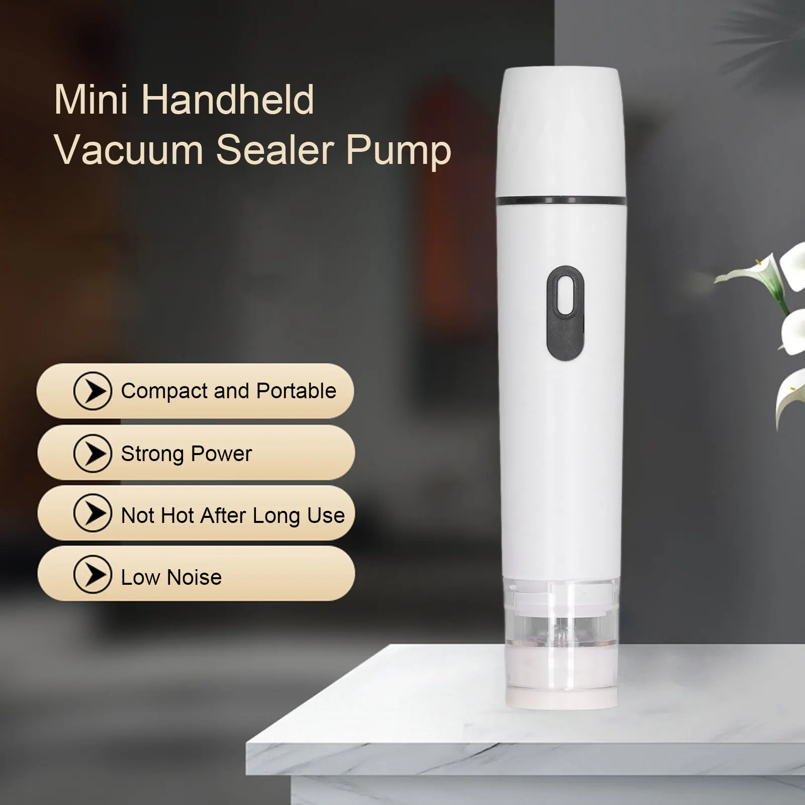 

Vacuum Air Pump, Electric Air Pump Handheld Vacuum Sealer Cordless Sealing Machine Tool for Food Storage