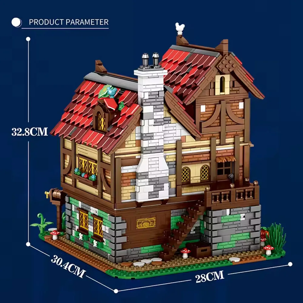 

2831 pcs Classic Medieval Bistro "Village In" European Century diy assembled Buildings Street View mode girl boy birthday gift