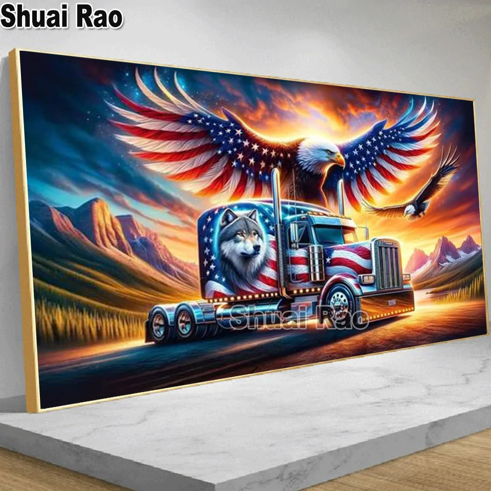 America eagle truck Wings Wolf DIY Diamond Painting Jewelry cross stitch Amazing landscape Diamond Embroidery Mosaic Home Decor,