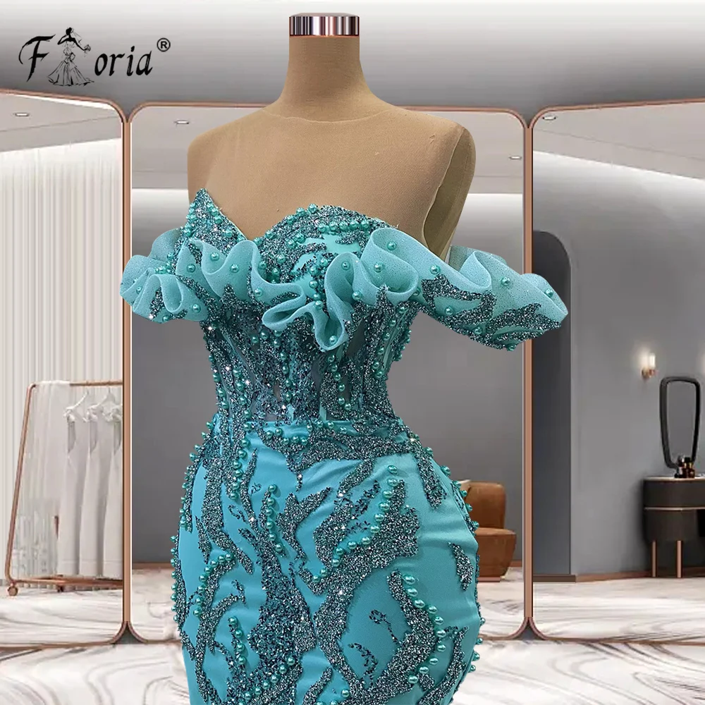 Vestido De noche De sirena con perlas De cristal delicadas, cuentas completas, volantes, lentejuelas brillantes, Espalda descubierta, verde, fiesta De graduación