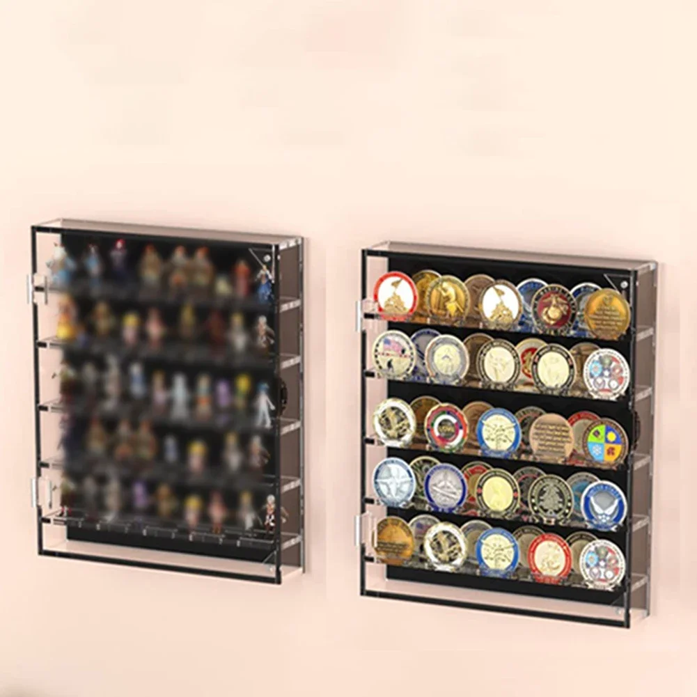 1 Pcs Transparent Acrylic Round Coin Storage Boxes Badge Collection Display Cabinet Box 260*300*50mm