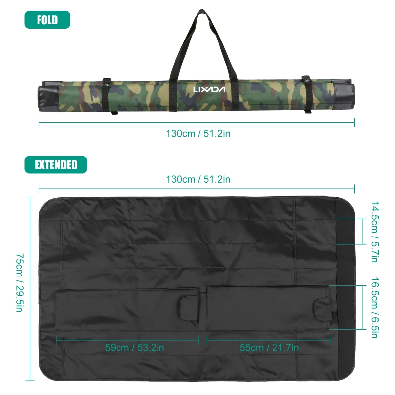 Lixada Fishing Rod Case Portable Soft Case Folding Pole Storage Bag Organizer Pole Set